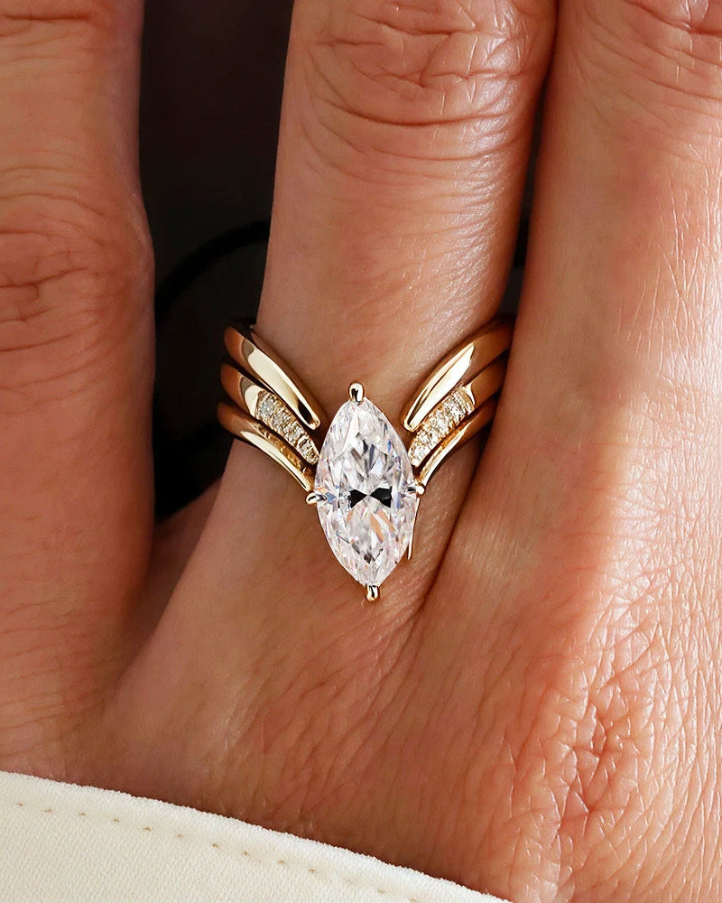 Marquise Lumière Moissanite Ring Set